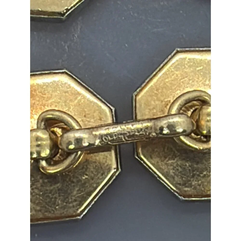 Vintage Art Deco Mother of Pearl Rolled Gold Plate Tuxedo Double Sided Cufflinks - Picture 13 of 14